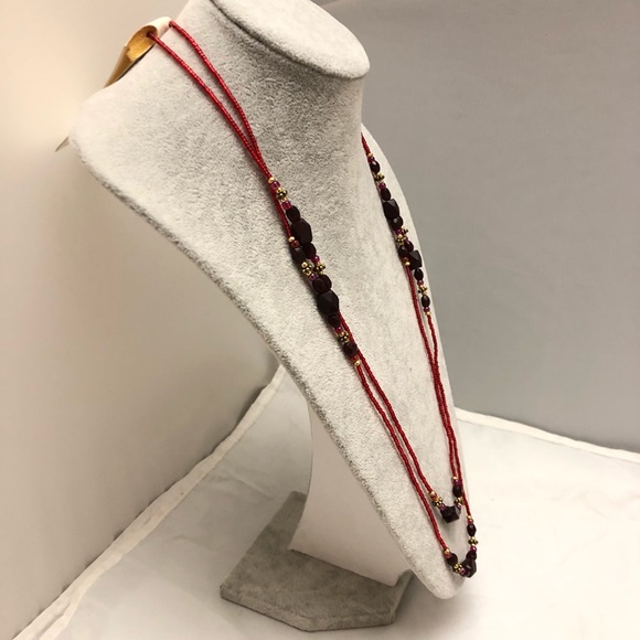 Ali Khan New York Red Extra Long Beaded Necklace - Picture 3 of 5